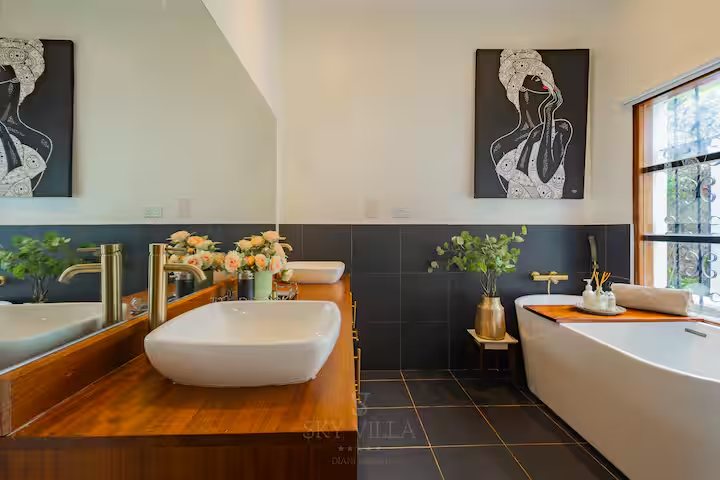 Master bathroom with freestanding bathtub